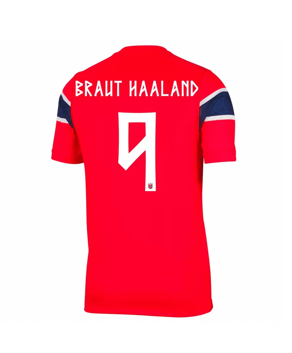 BRAUT HAALAND #9 Norway Football Jersey Home Custom Shirt World Cup 2026 thumbnail 1