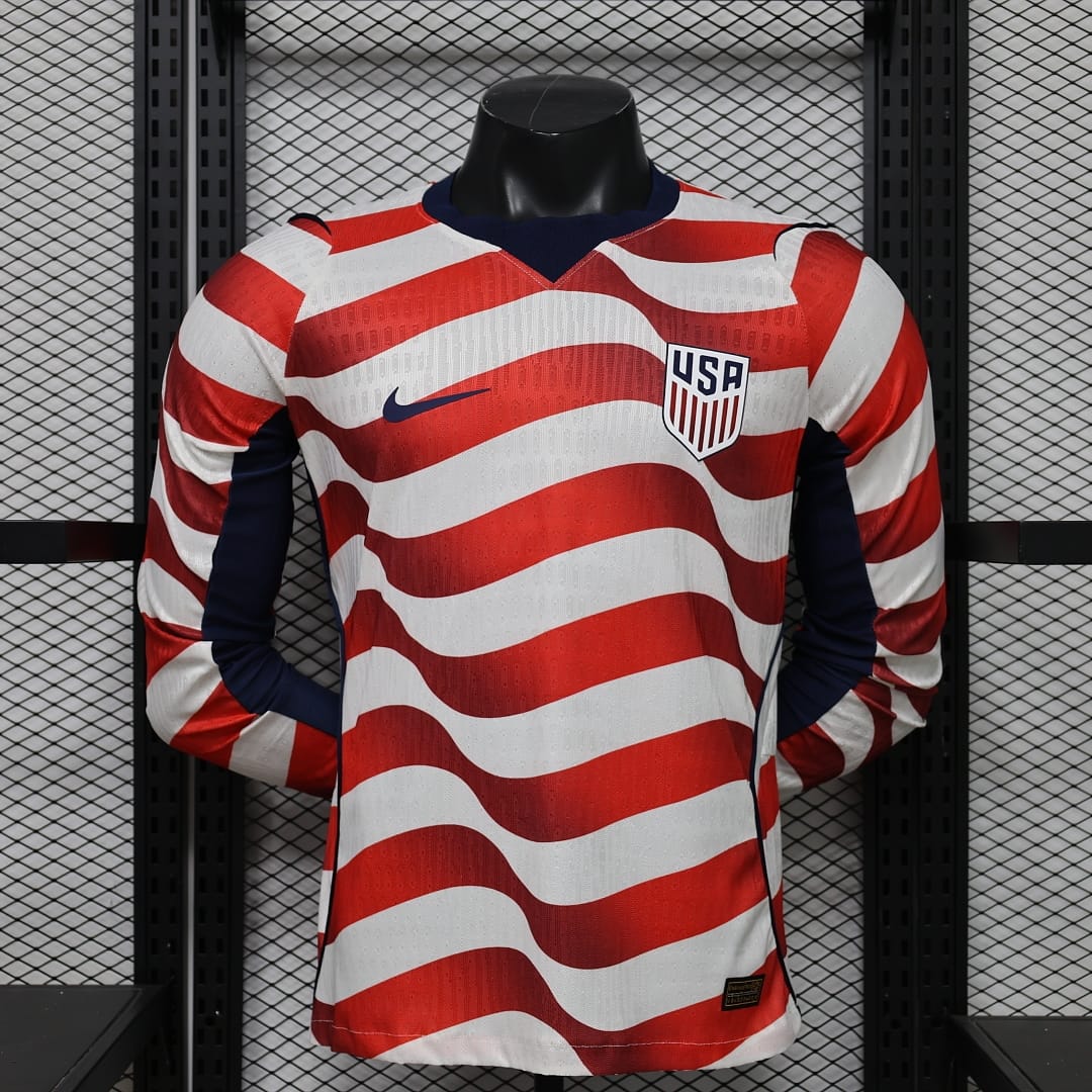 USA Authentic Soccer Jersey Home Long Sleeve Shirt World Cup 2026 thumbnail 1