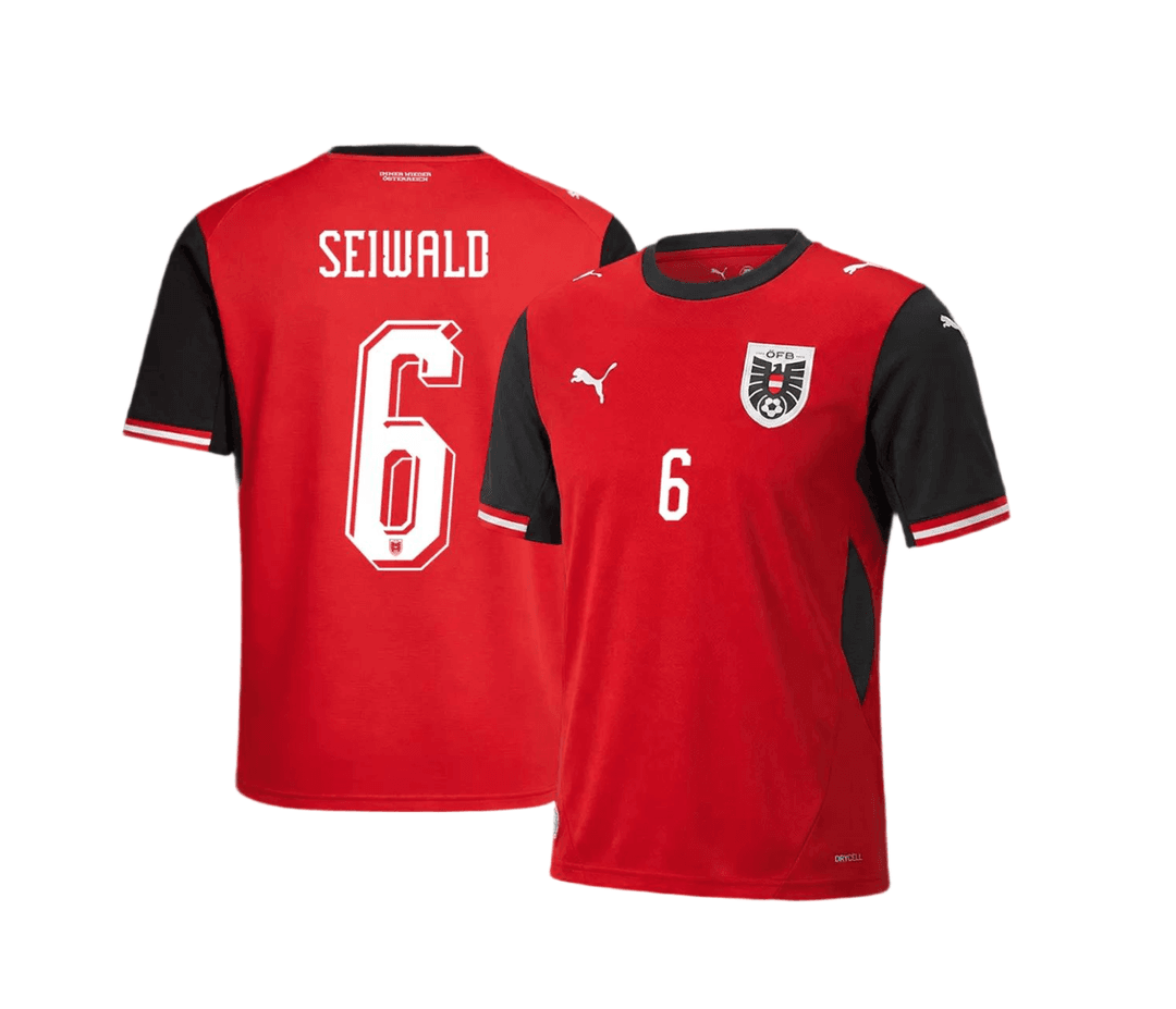 SEIWALD #6 Austria Soccer Jersey Home Custom Shirt World Cup 2026 thumbnail 1