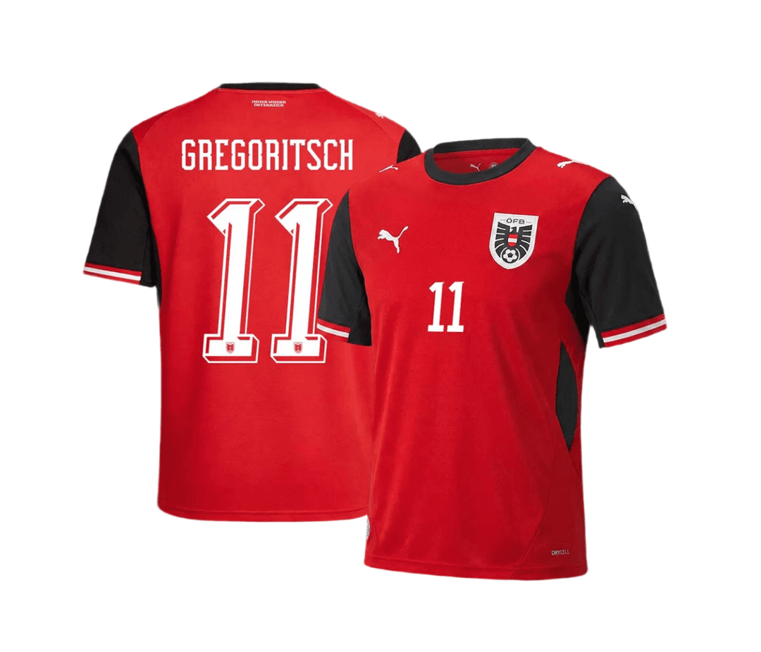GREGORITSCH #11 Austria Soccer Jersey Home Custom Shirt World Cup 2026 thumbnail 2