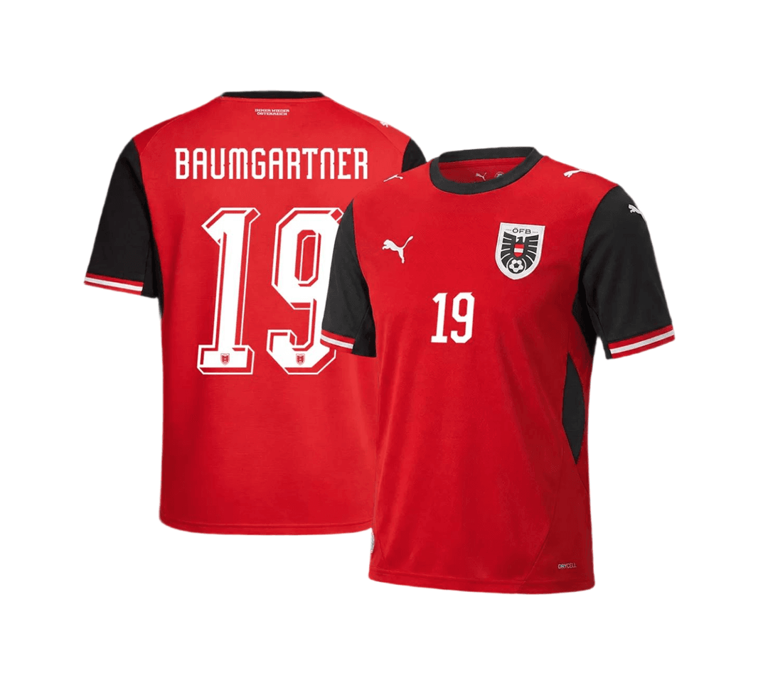 BAUMGARTNER #19 Austria Soccer Jersey Home Custom Shirt World Cup 2026 thumbnail 2