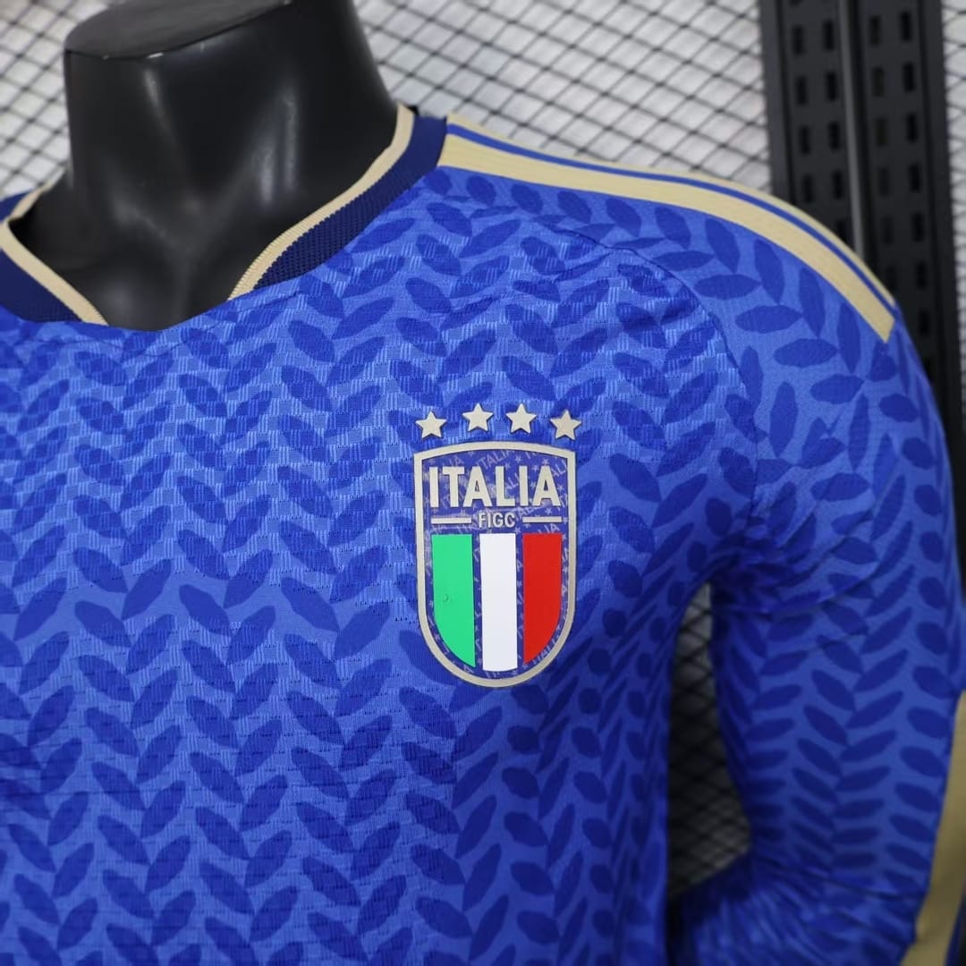 2026 ltaly World Cup Home Long Sleeve Football jersey Player version thumbnail 5