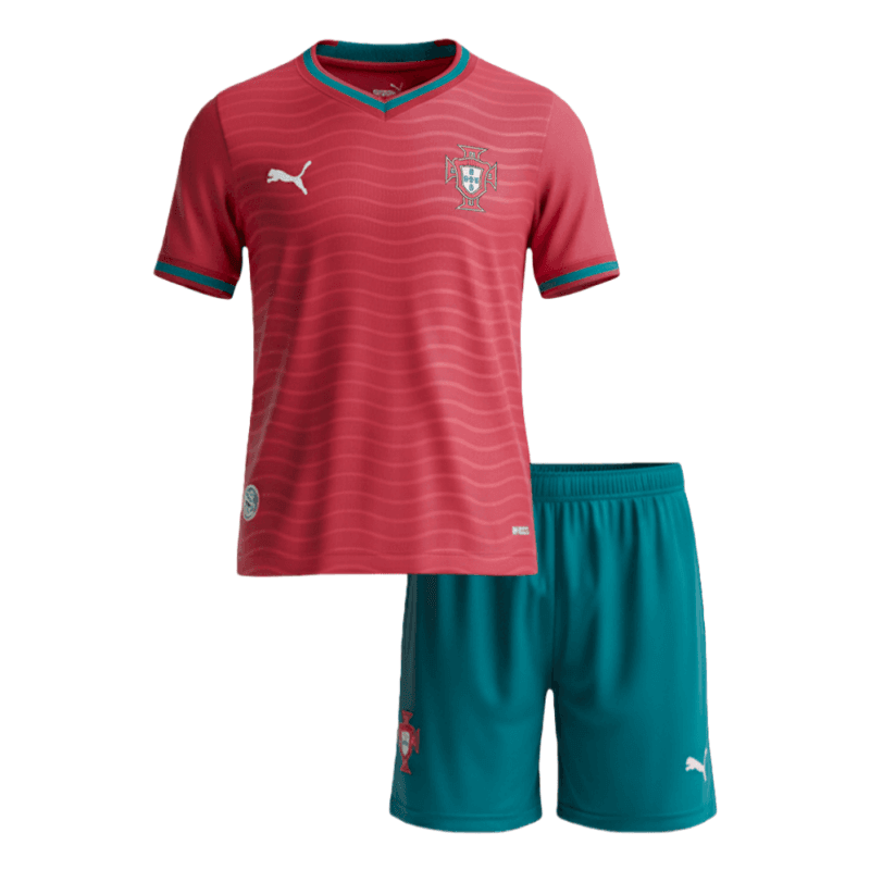 2026 Portugal World cup Home Kids Soccer Shirt Kit jersey+Shorts thumbnail 1