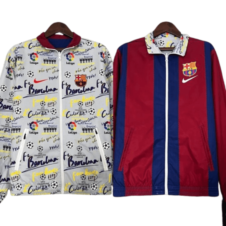 23-24 Barcelona Reversible Windbreaker Red&White Double-Sides Jacket Best Jerseys thumbnail 1