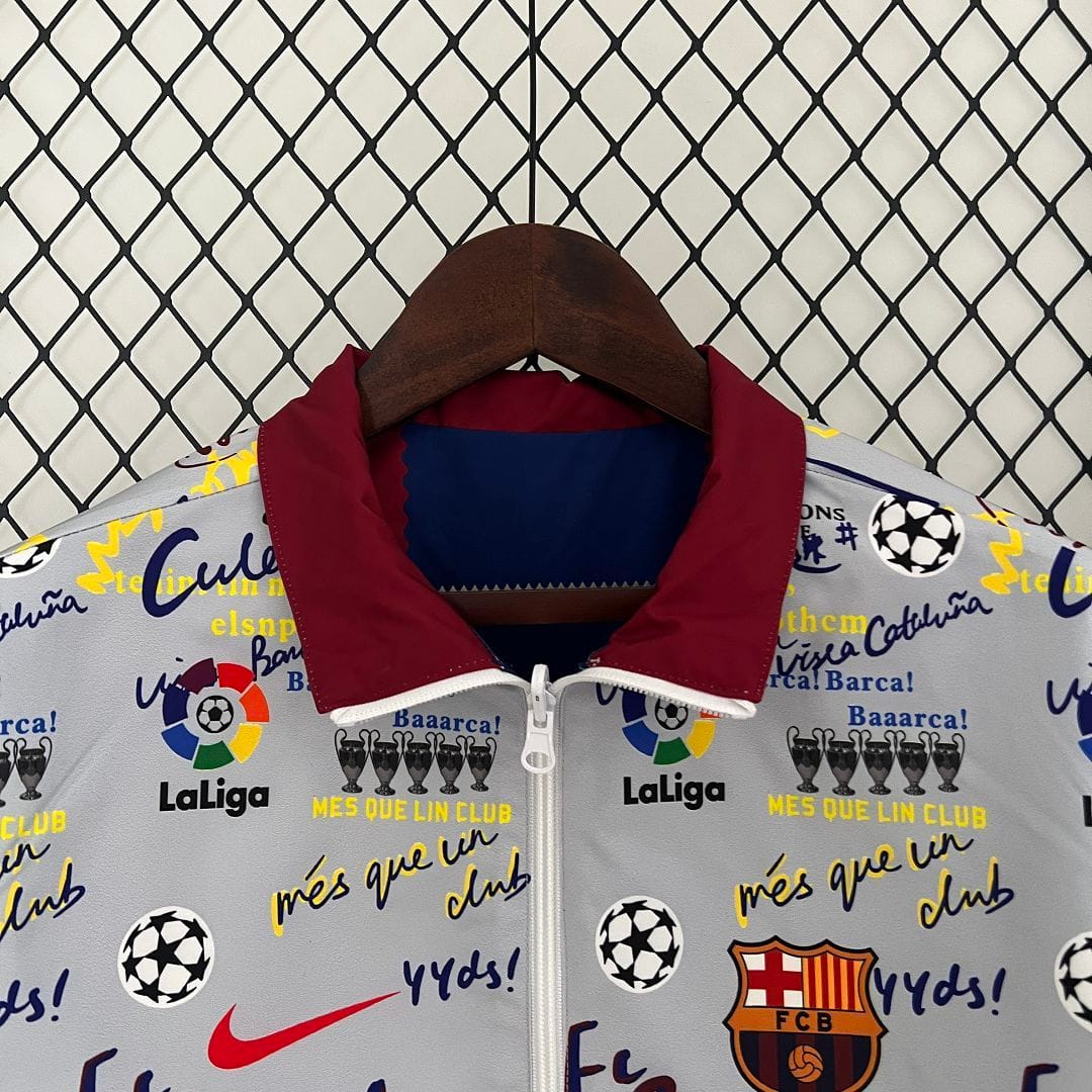 23-24 Barcelona Reversible Windbreaker Red&White Double-Sides Jacket Best Jerseys thumbnail 11