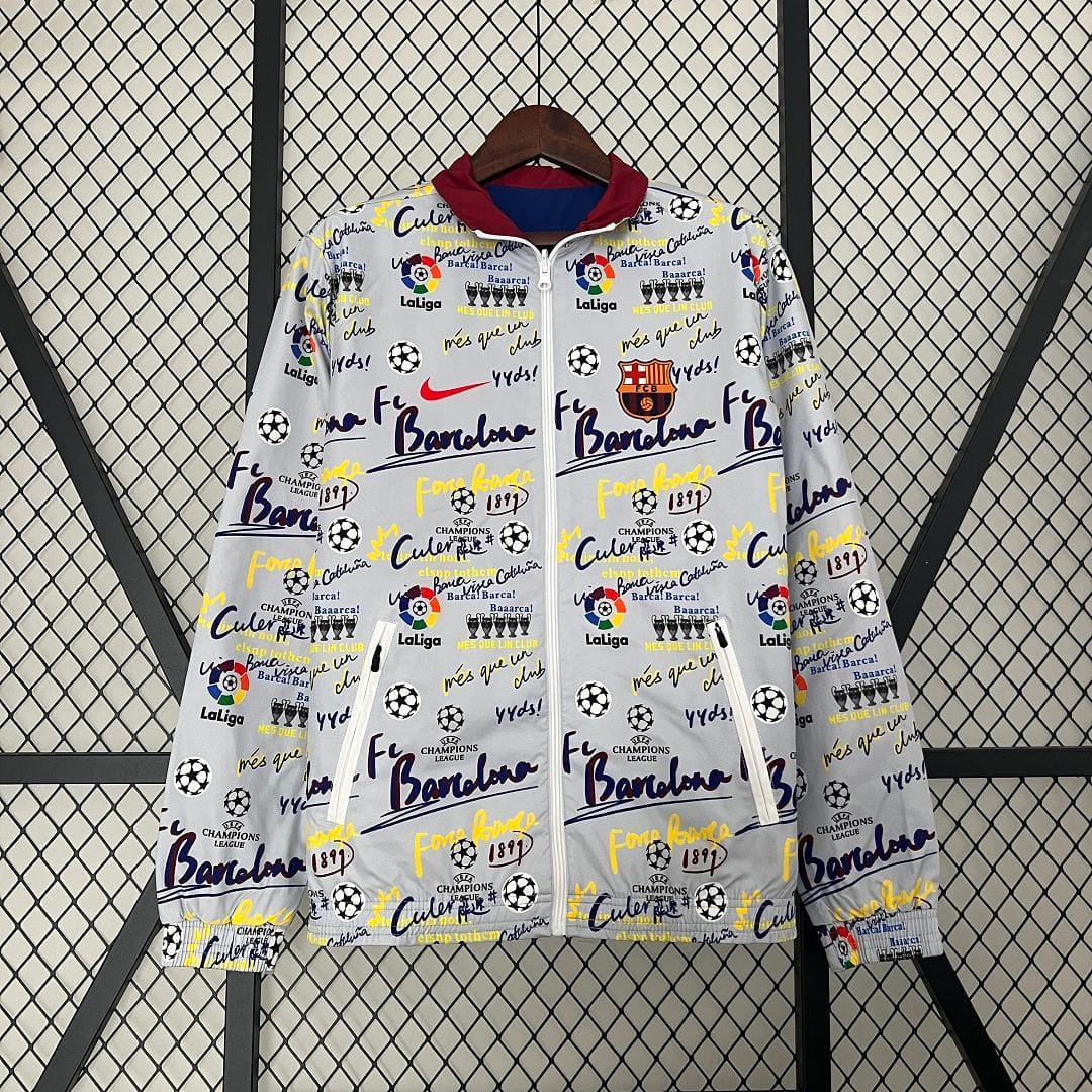 23-24 Barcelona Reversible Windbreaker Red&White Double-Sides Jacket Best Jerseys thumbnail 9