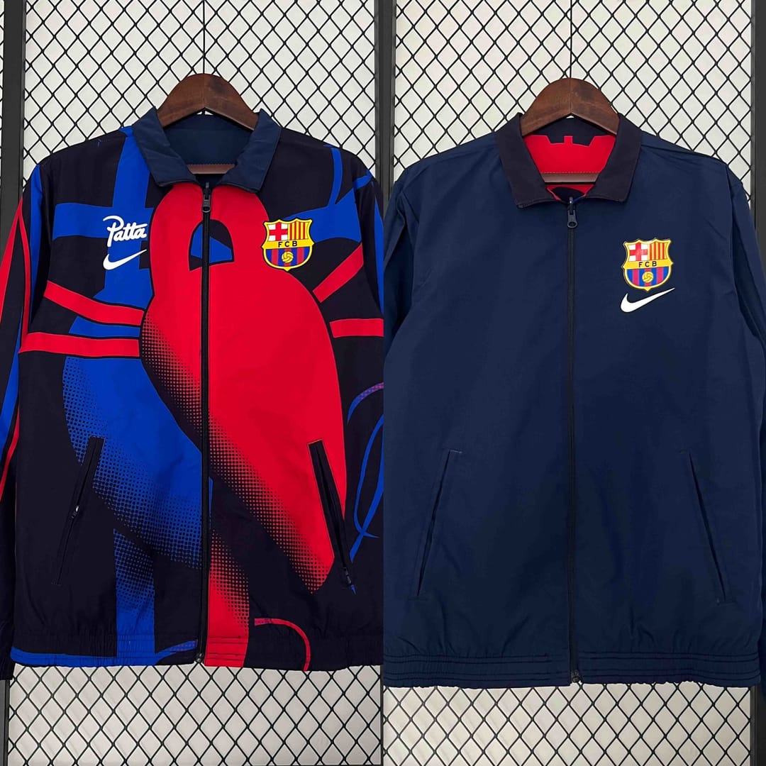 23-24 Barcelona Reversible Windbreaker Red&Navy Special Edition Style Double-Sides Jacket thumbnail 1