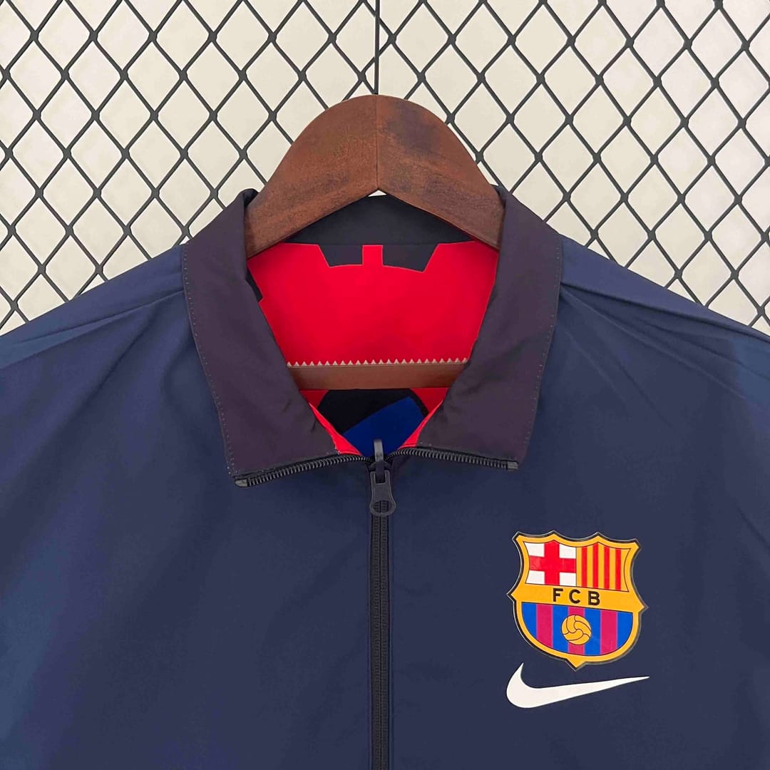 23-24 Barcelona Reversible Windbreaker Red&Navy Special Edition Style Double-Sides Jacket thumbnail 6