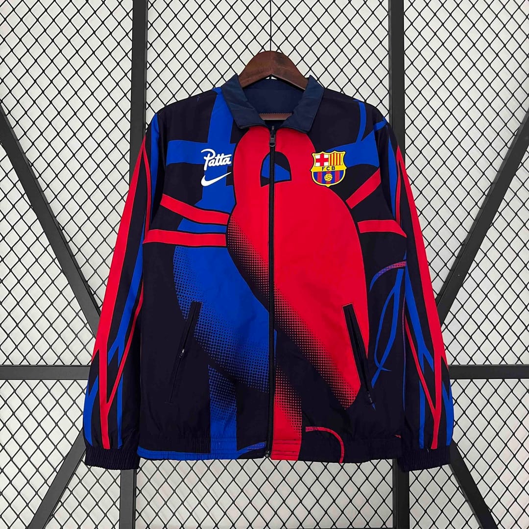 23-24 Barcelona Reversible Windbreaker Red&Navy Special Edition Style Double-Sides Jacket thumbnail 2