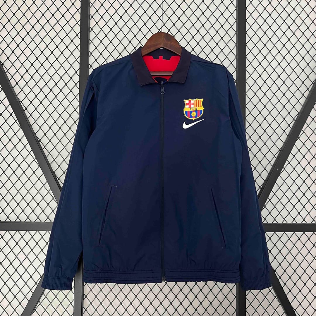 23-24 Barcelona Reversible Windbreaker Red&Navy Special Edition Style Double-Sides Jacket thumbnail 4