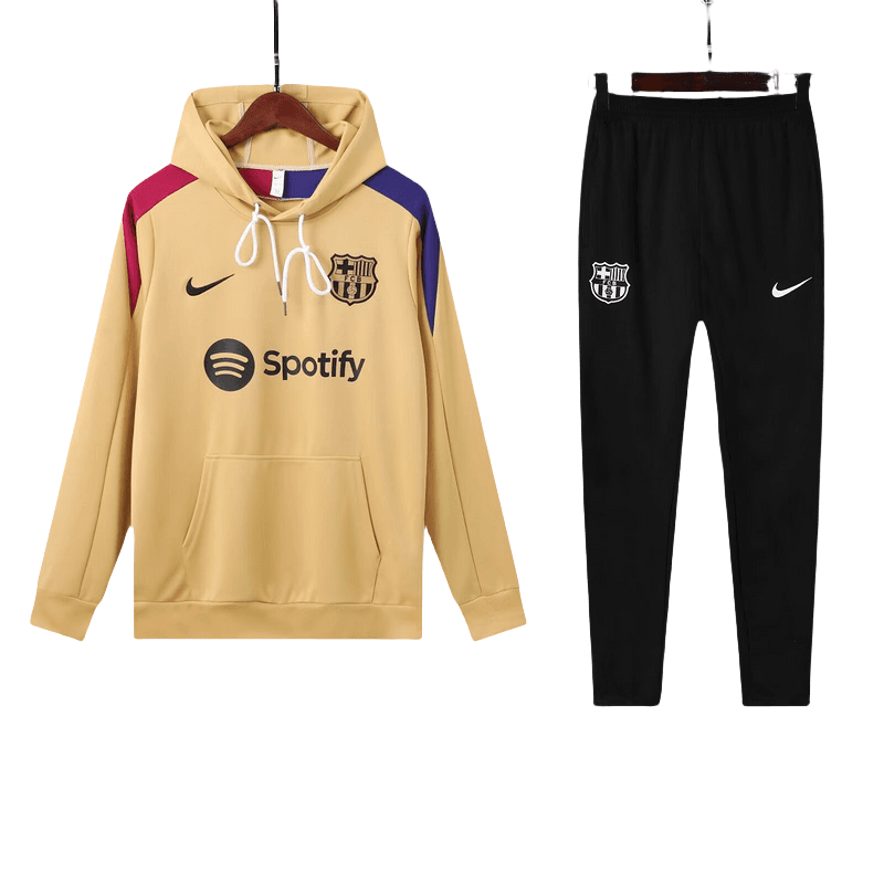 Nike Barcelona 2024-25 Hooded Yellow Training Tracksuit Kits thumbnail 1