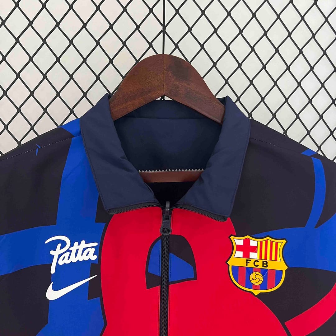 23-24 Barcelona Reversible Windbreaker Red&Navy Special Edition Style Double-Sides Jacket thumbnail 3
