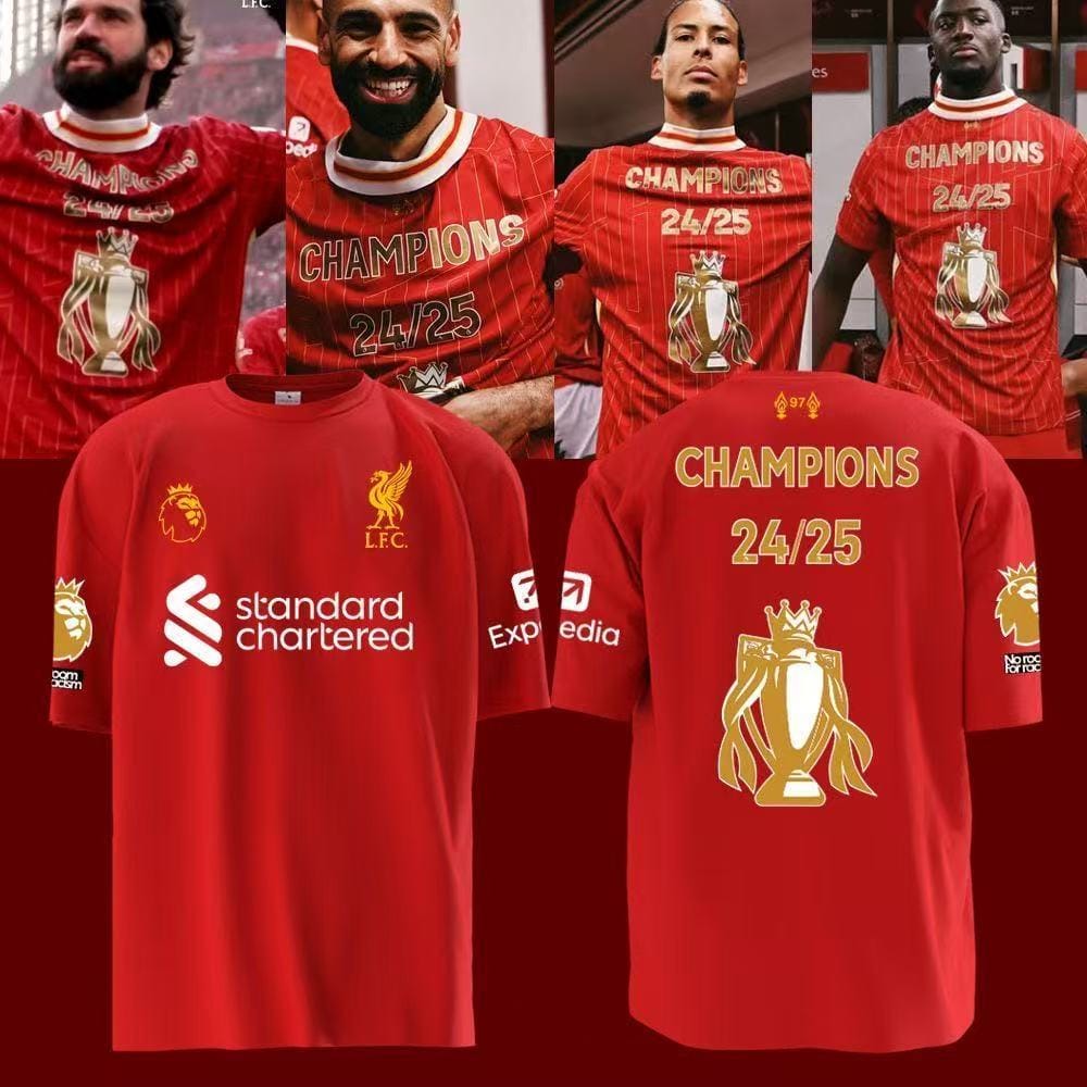 2025 Premier League Liverpool Championship Commemorative 20 Champions League Short Sleeve T-shirt