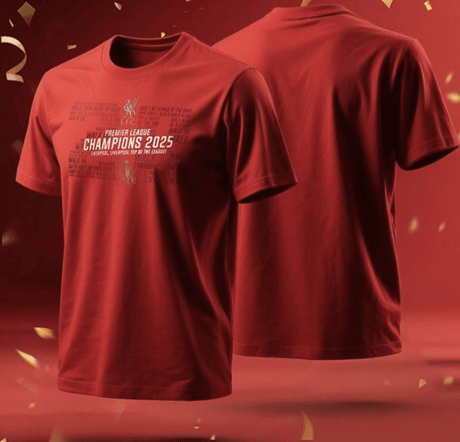 2025 Premier League Liverpool Championship Commemorative 20 Champions League Short Sleeve T-shirt