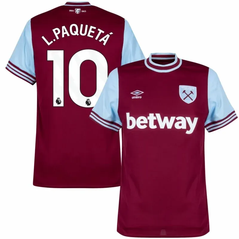 West Ham United Home L.Paquetá 10 Shirt 2024-2025 Fan version Size：S-4XL（Non-Customize）